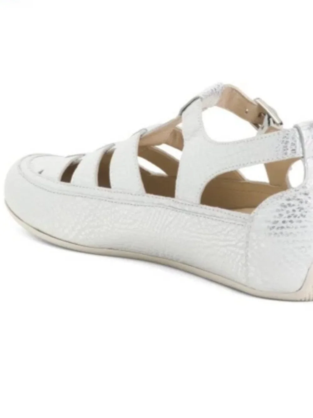 NIB Candice Cooper Rock T-Bar Leather Fishmerman Sandals Silver 9 39
